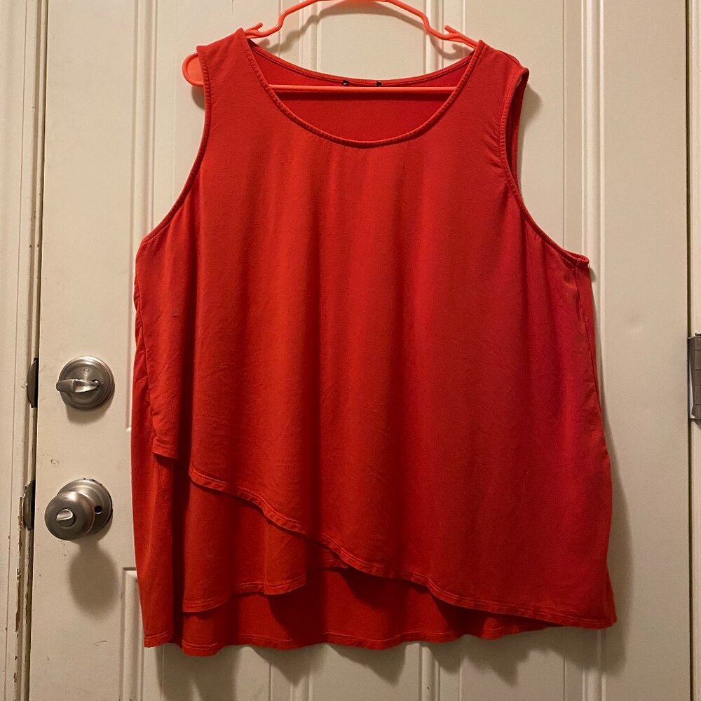 Lane Bryant Coral Pink Double Layer Asymmetrical Tunic Tank Top Size 2X